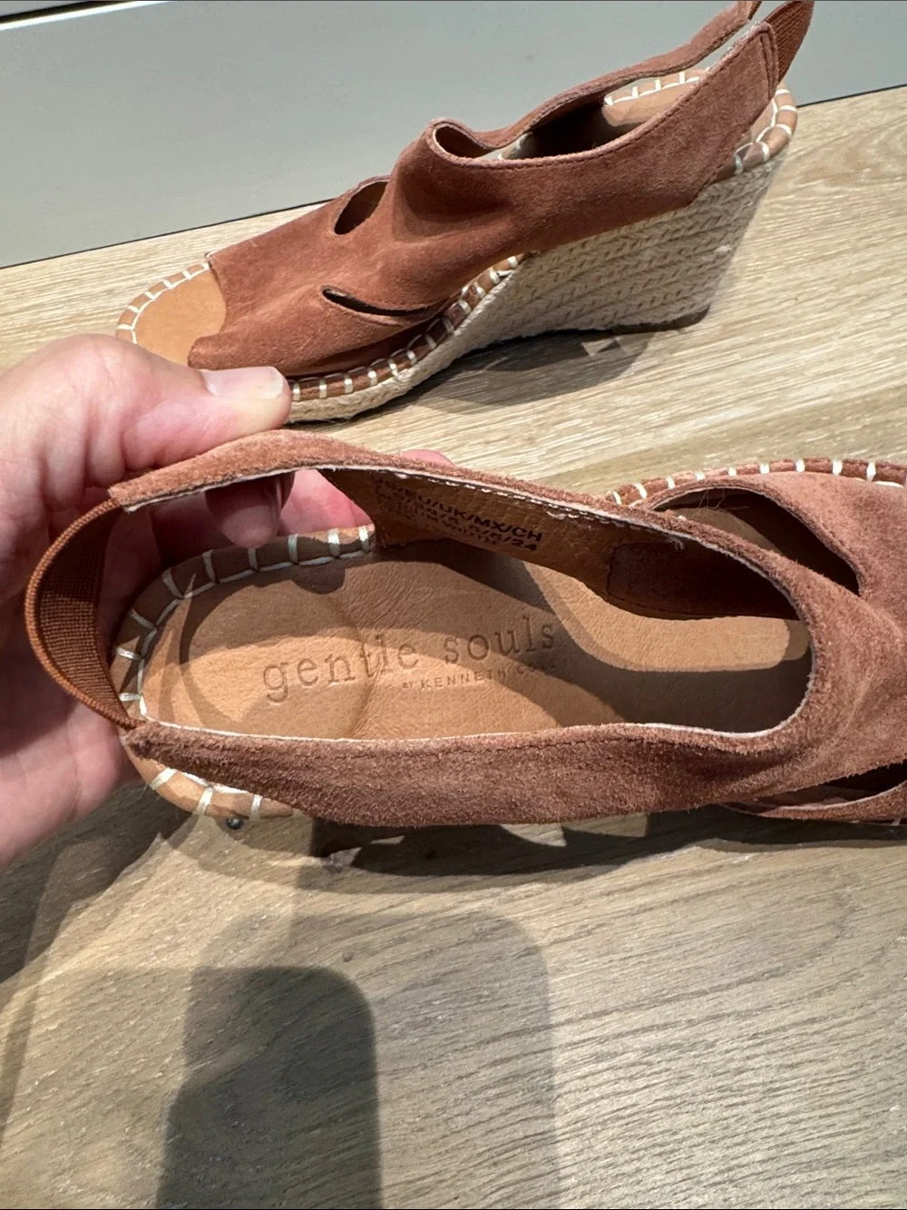 New Gentle Souls Suede Wedge Espadrille Sandals in Brown Rust size 7.5